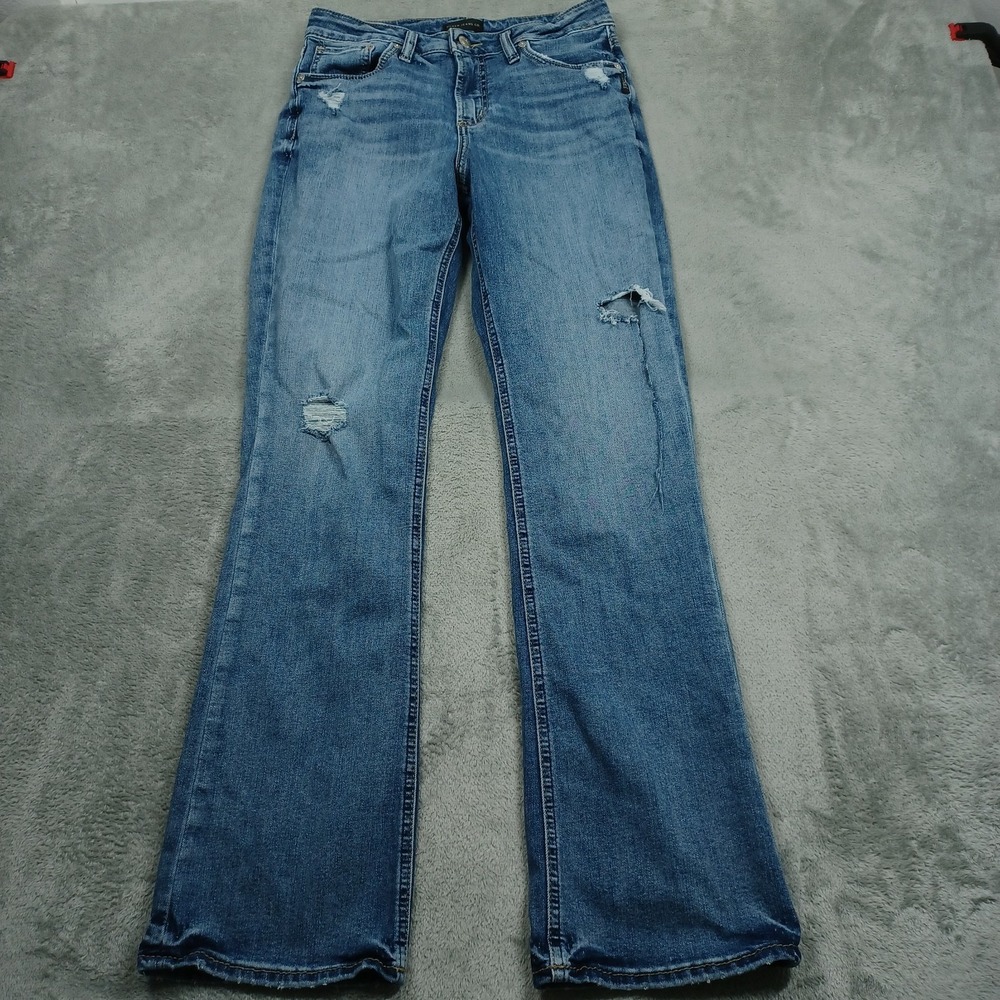 Silver Jeans Womens 30 Blue Denim Slim Bootcut Avery Distressed‎ Casual